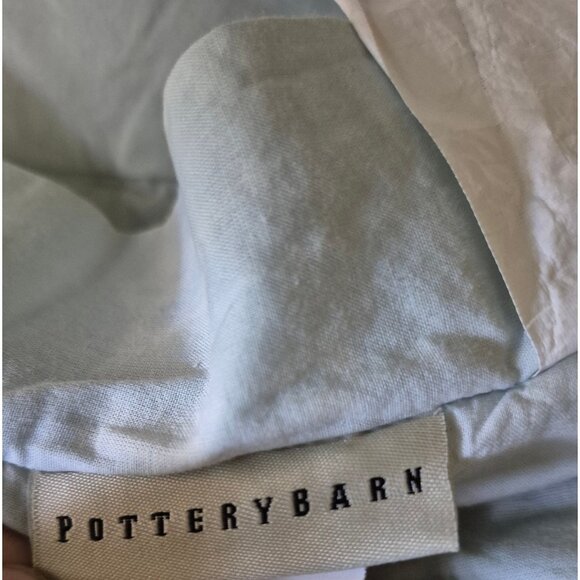 Pottery Barn Comforter Set 2 STD Shams Aqua Blue Cotton Sz F/Q Discontinued Item - Picture 9 of 11